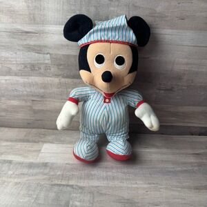 Vintage Mickey Mouse Playskool Plush in Nightcap Nightgown 12 in Beddy Bye  Blue